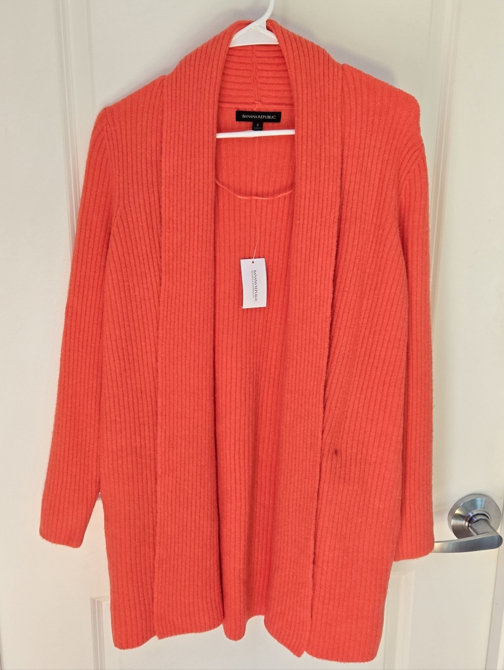 NWT Banana Republic Orange Open-Front Ribbed Cardigan Sz S